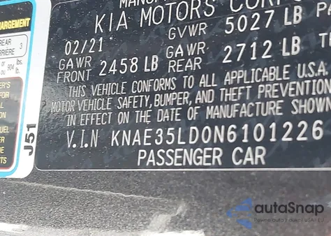 2022 Kia Stinger Gt-Line из США, поврежденный, VIN KNAE35LD0N6101226